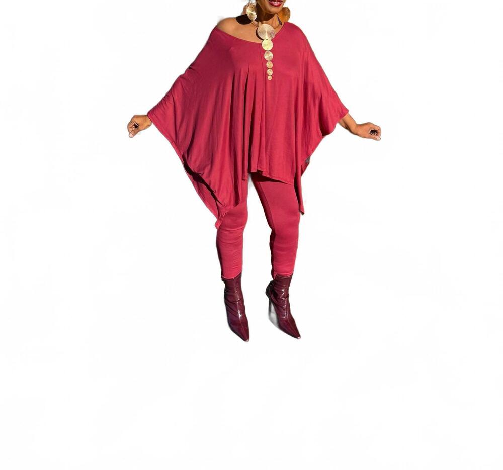 NEW H&H FASHION v-neck top & leggings 2-piece set in marsala